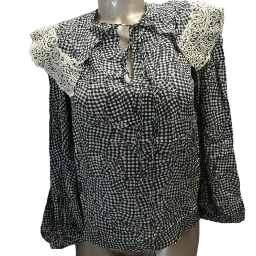 NEW MII COLLECTION Women's Button Up Tunic Shirt Long Sleeve Silk  Size S